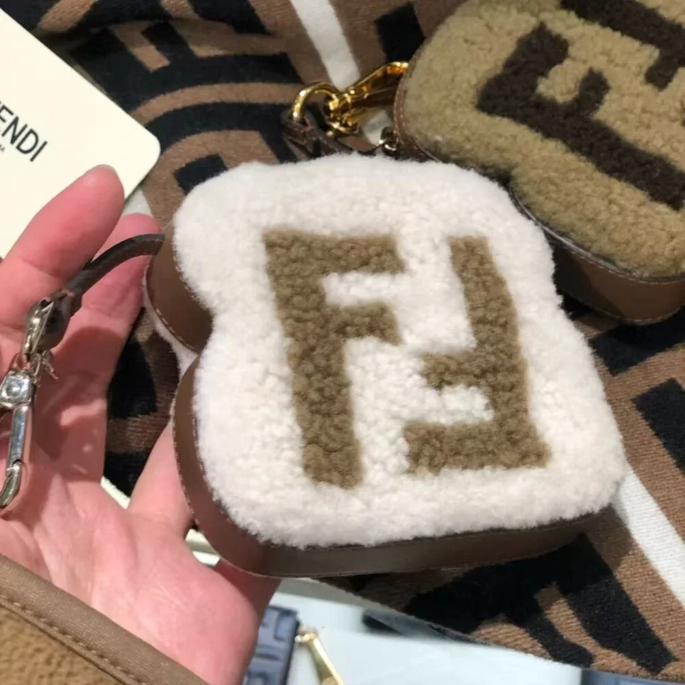 NIB Authentic  Fendi 2018 FF Shearling Toast Charm